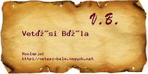 Vetési Béla névjegykártya